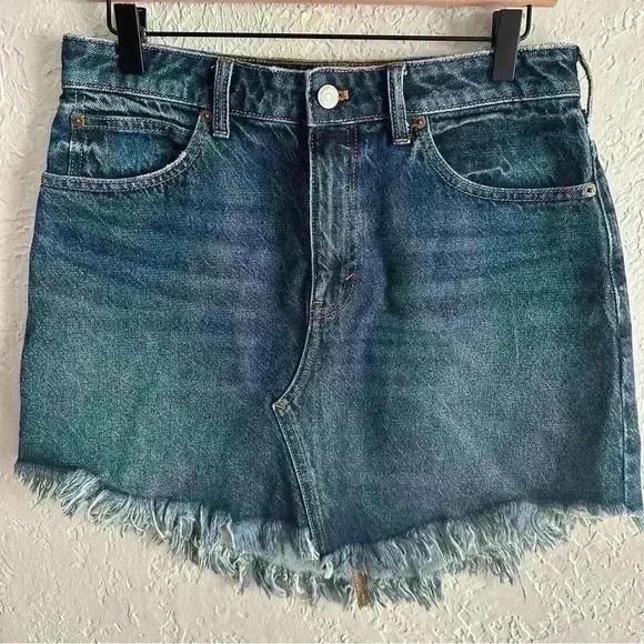 Free People raw‎ hem denim mini skirt - Picture 7 of 10